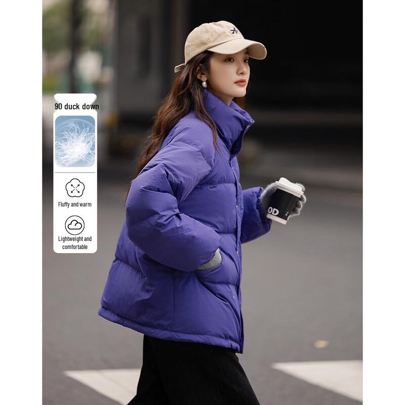 Demana Women's Lightweight Retro Stand Collar Duck Down Puffer Jacket