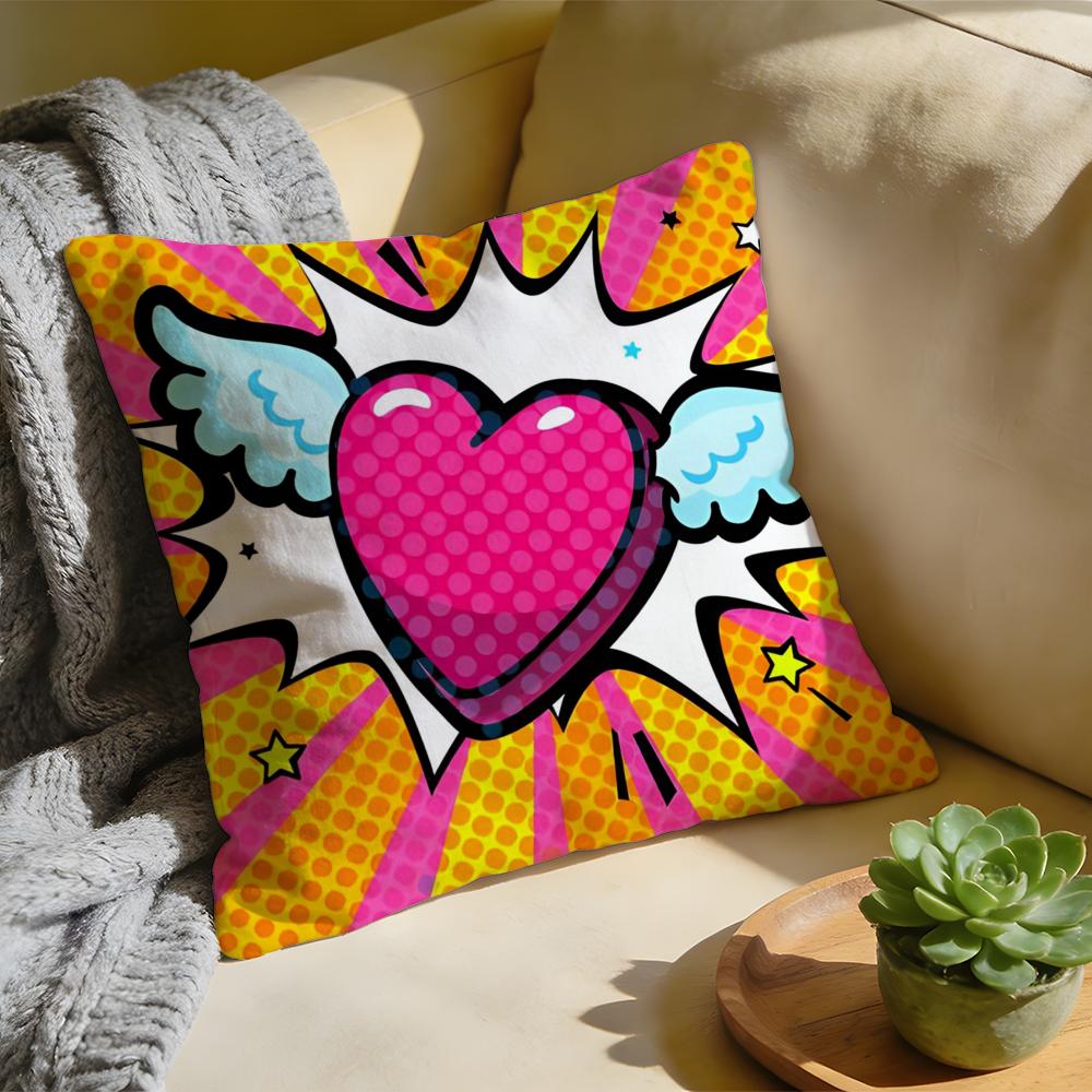 Cushion Cover Washed Linen Soft Breathable Decorative Case for Sofa Home Pillow Cover Roy Lichtenstein