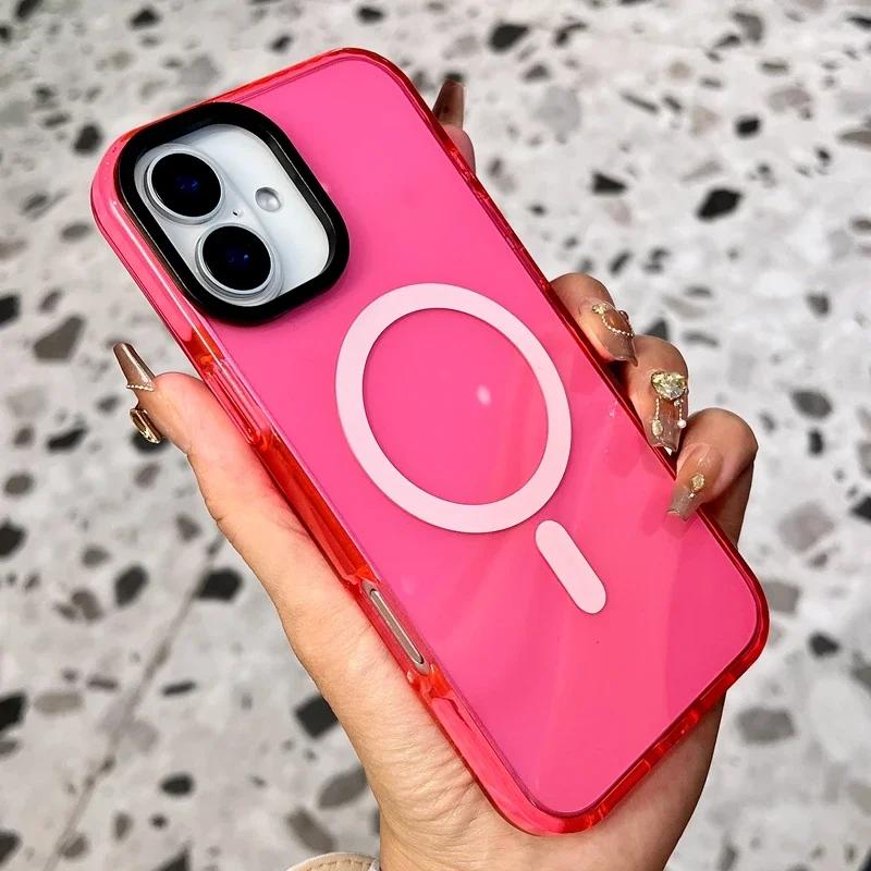 Luxury Wireless Charging Magsafe Phone Case For iPhone 11 12 13 14 15 16 17 Pro Max 16 Plus Magnetic Transparent Bumper  Cover