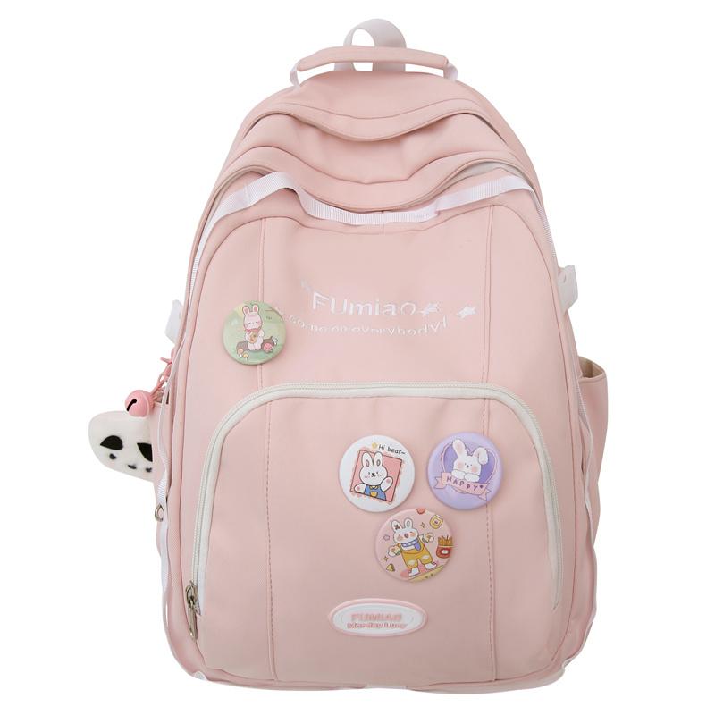Color Block Backpack Female Junior High School Student Backpack Large Capacity Schoolbag Student Travel Bag