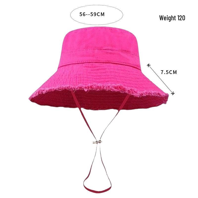 HyunA Fur-Edged Washed Cotton Fisherman Bucket Hat for Women - Trendy, Stylish Sun Hat for Shopping & Travel