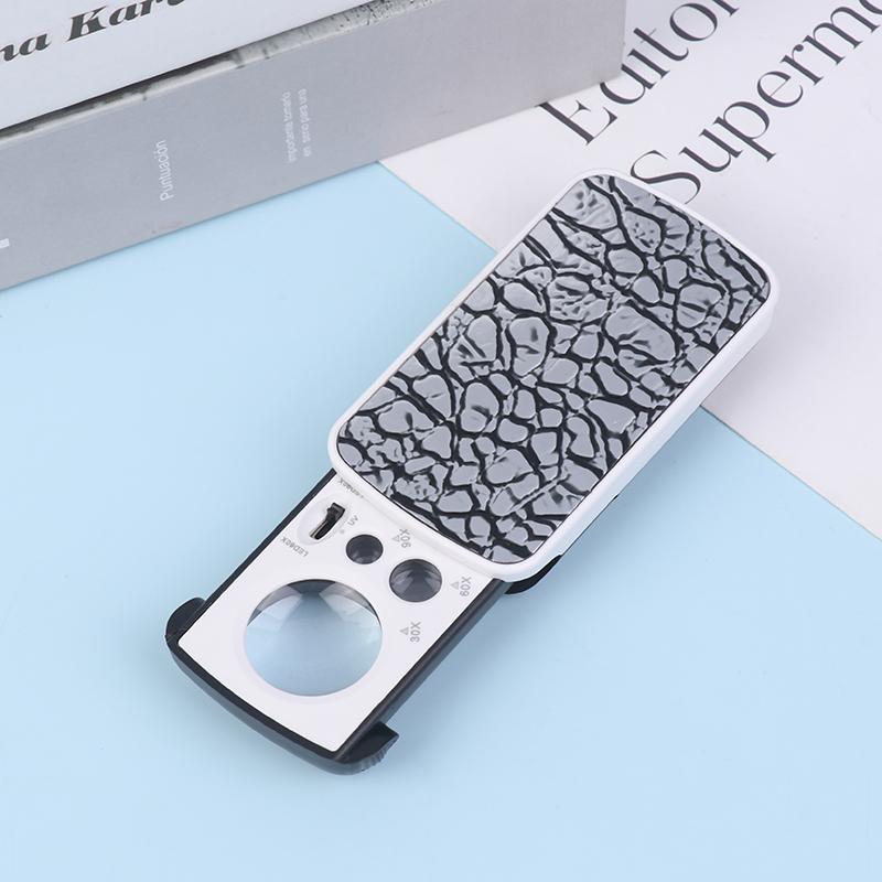 30X 60X 90X Pocket Jewelry Magnifier With Uv Led Light Slide Out Magnifying Glass Optical Lens Loupe For Diamonds Coins Stamps