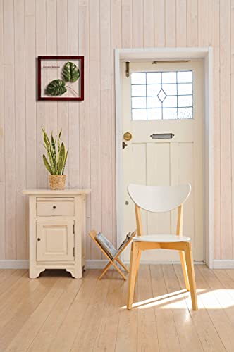 Handgefertigtes japanisches Blattpaneel, Monstera Deliciosa 3, Hergestellt aus Ayu-Stroh, Inklusive Aufstellanleitung. Wandmontiertes, gerahmtes Blattpaneel, Kunstpaneel, Li