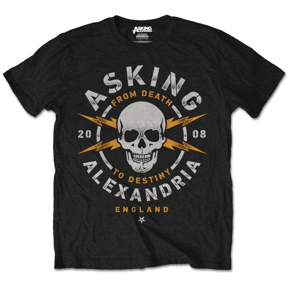 Asking Alexandria Danger Skull Logo Unisex Black T-shirt New Official Merch XXL