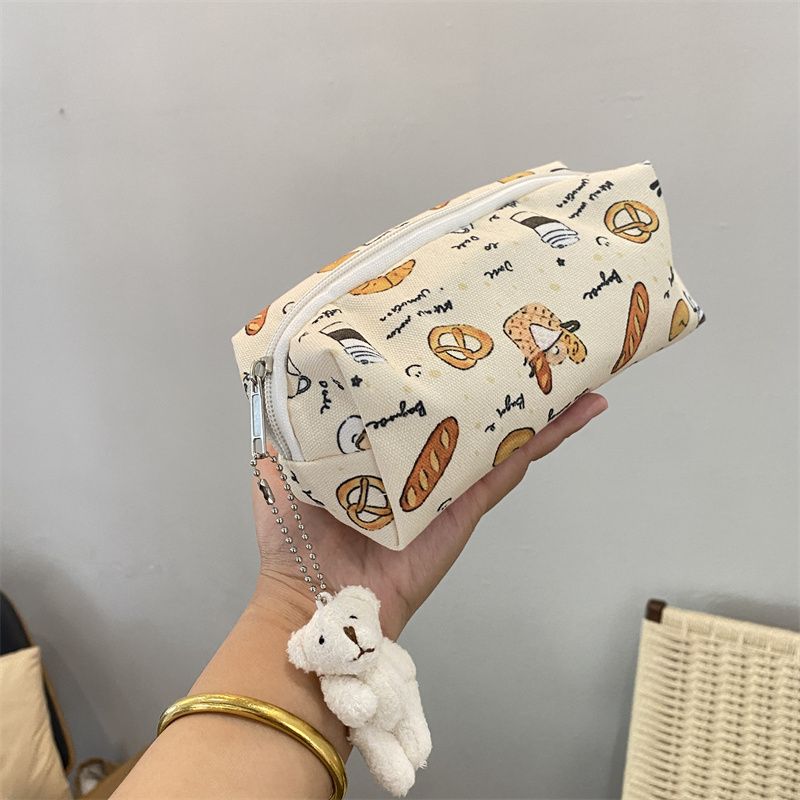 Simple Self-made Food Printed Pencil Case Cute Fresh Girlish Large-capacity Multifunctional Storage Bag Stationery Bag