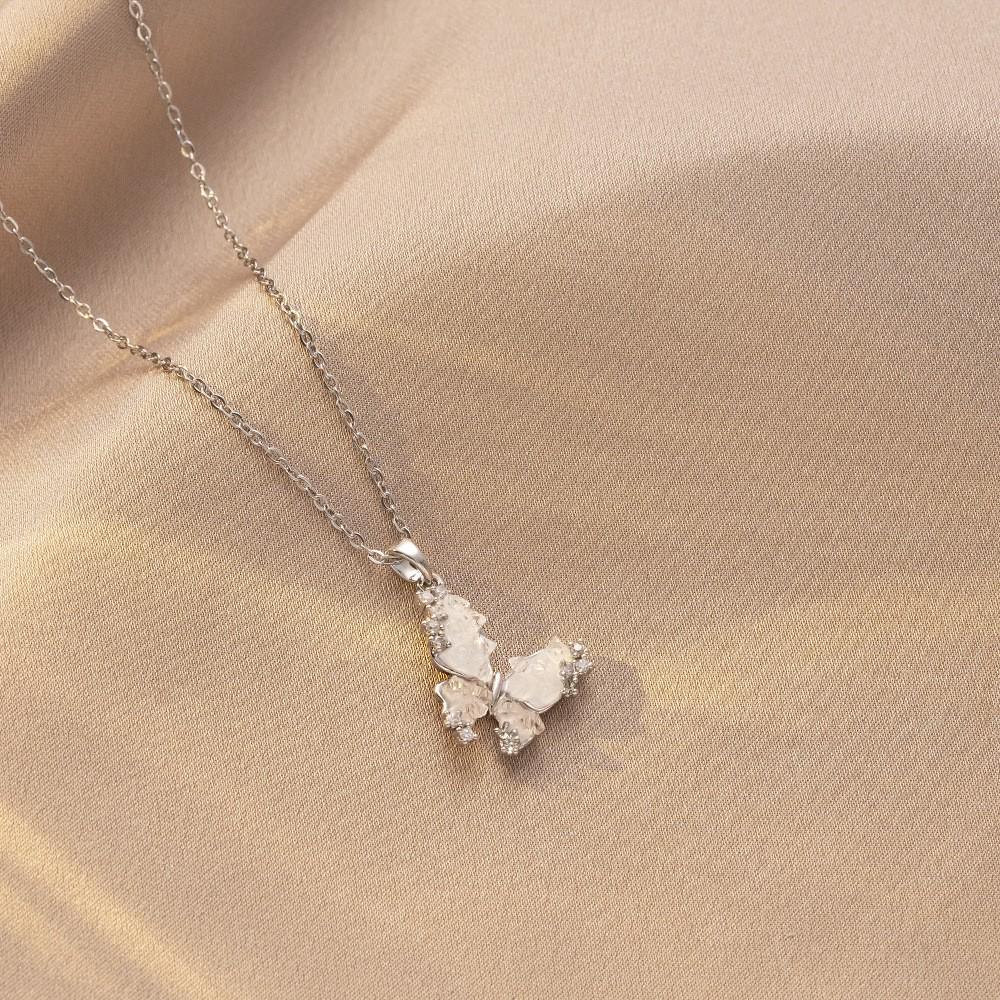 Women's Butterfly Zirconia Clavicle Necklace: Elegant, Fashionable, Titanium Steel Jewelry