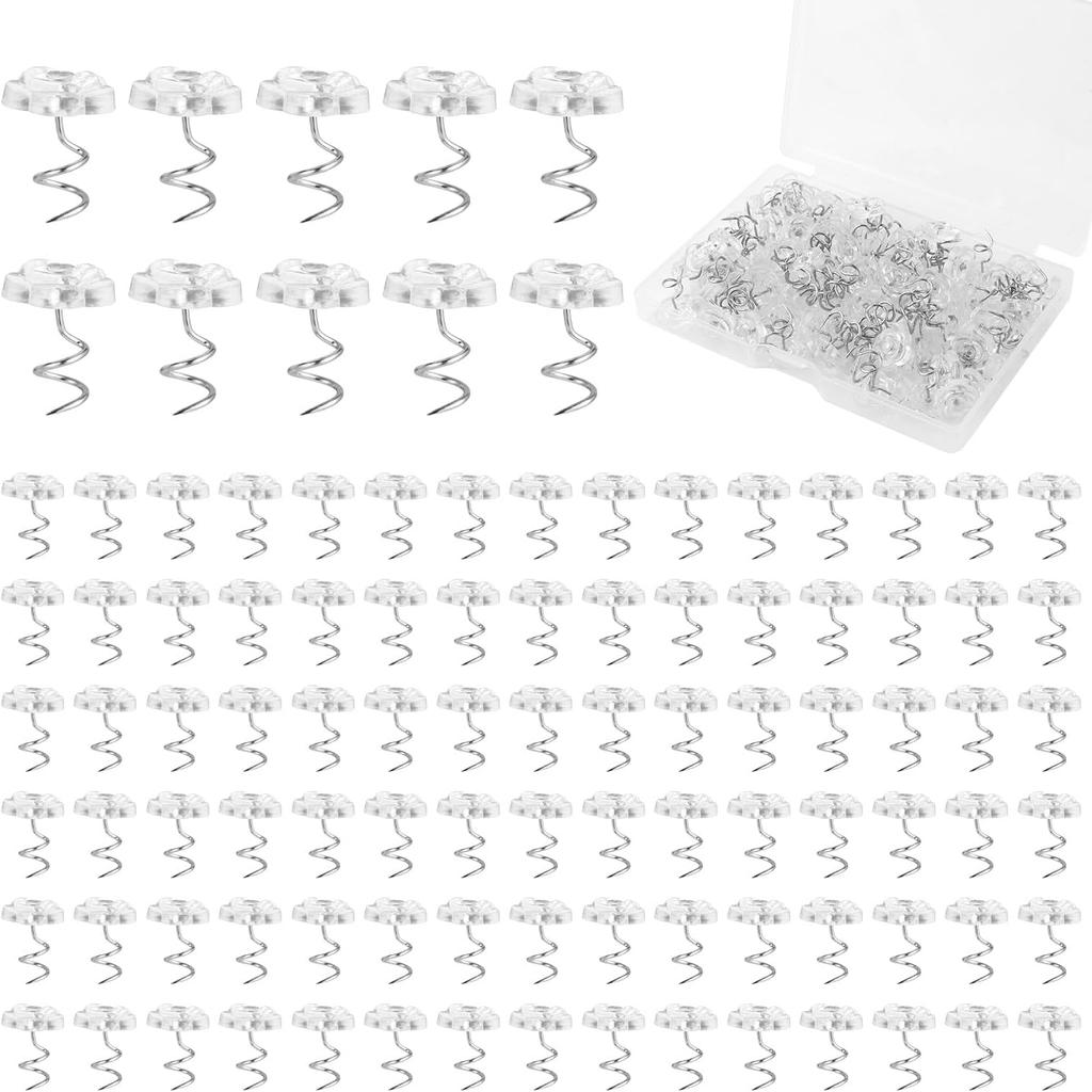 100 Pcs Bed Skirt P, Upholstery Twist P Bedskirts Holders or Fasteners Fabric and Slipcover P Spiral Push P with Clear Heads for Fixed Bed Skirt Sofa