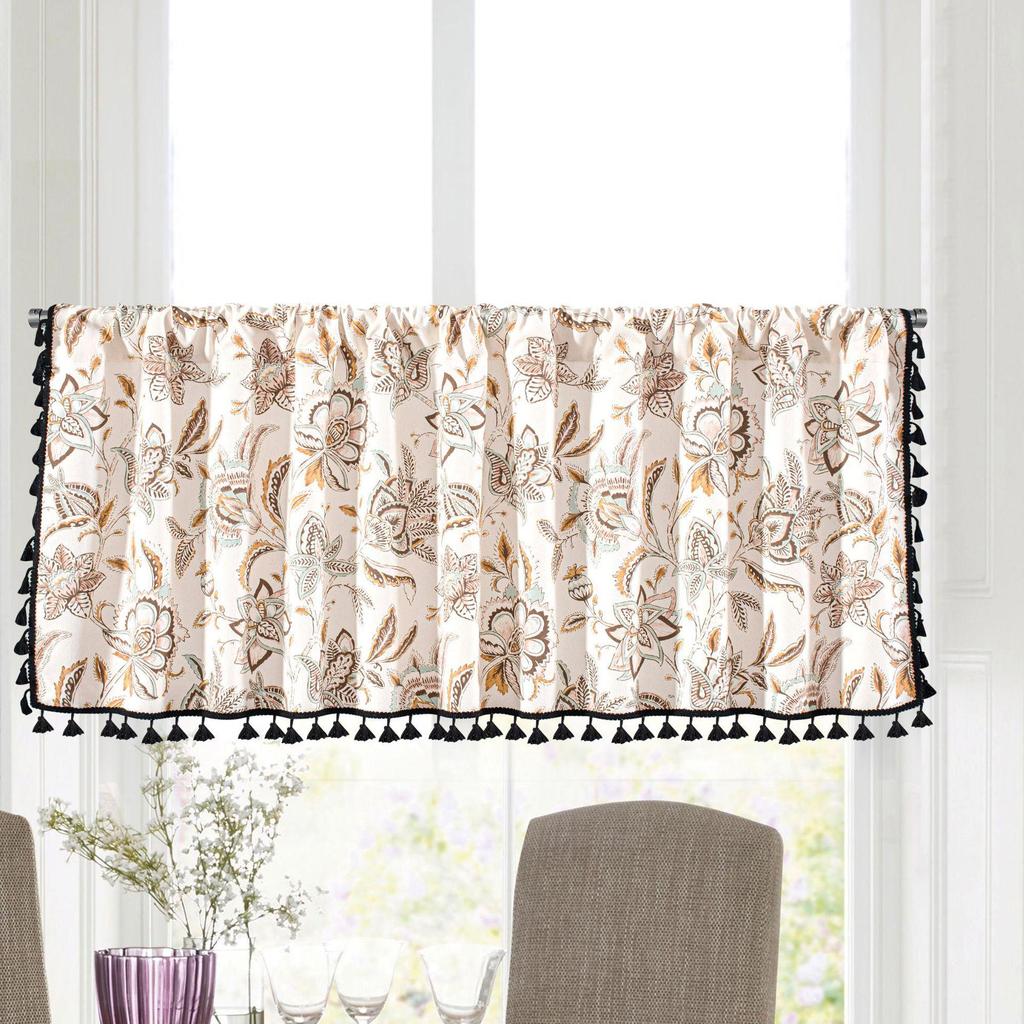 Yimanqiyun Blue Floral Window & Door Curtains, Coffee & Kitchen Washbasin Dustproof Cover