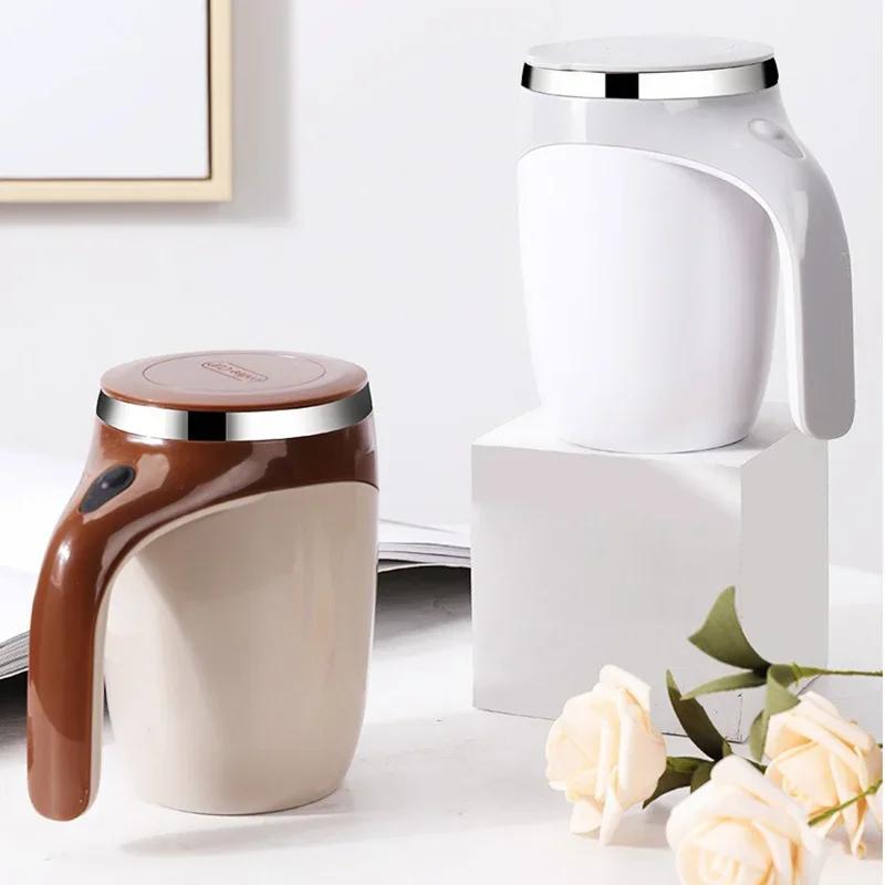 Bærbar automatisk blandekopp Elektrisk roterende krus i rustfritt stål Lazy Milk Shake Roterende magnetisk krus Vannkopper Kaffekopp