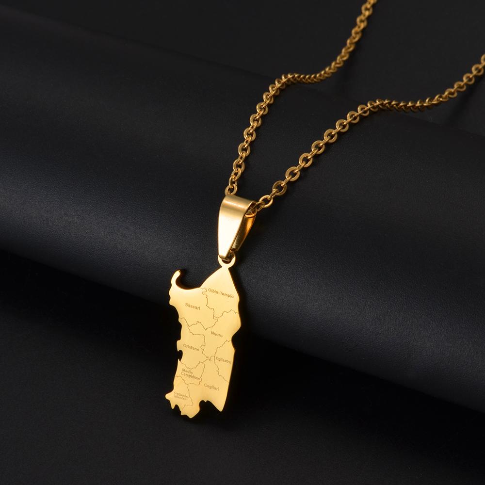 Anniyo 2025 Italy Sardegna Pendant Neckalces for Women Girls Sardinia Stainless Steel Jewelry #504562 45cm or 17.7 Inches