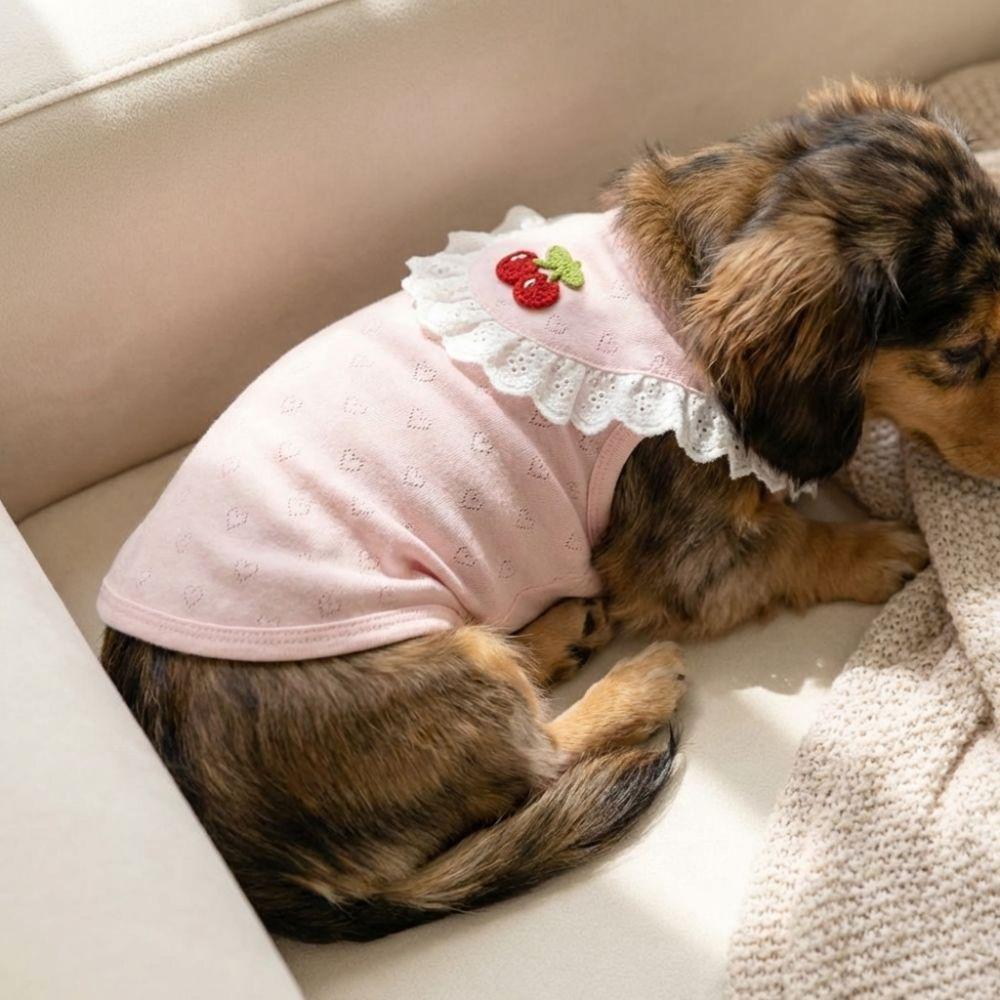 Breathable Dog Lace Vest Thin Soft Dog Short Sleeve Fashion Dog Clothes  For Small Dogs