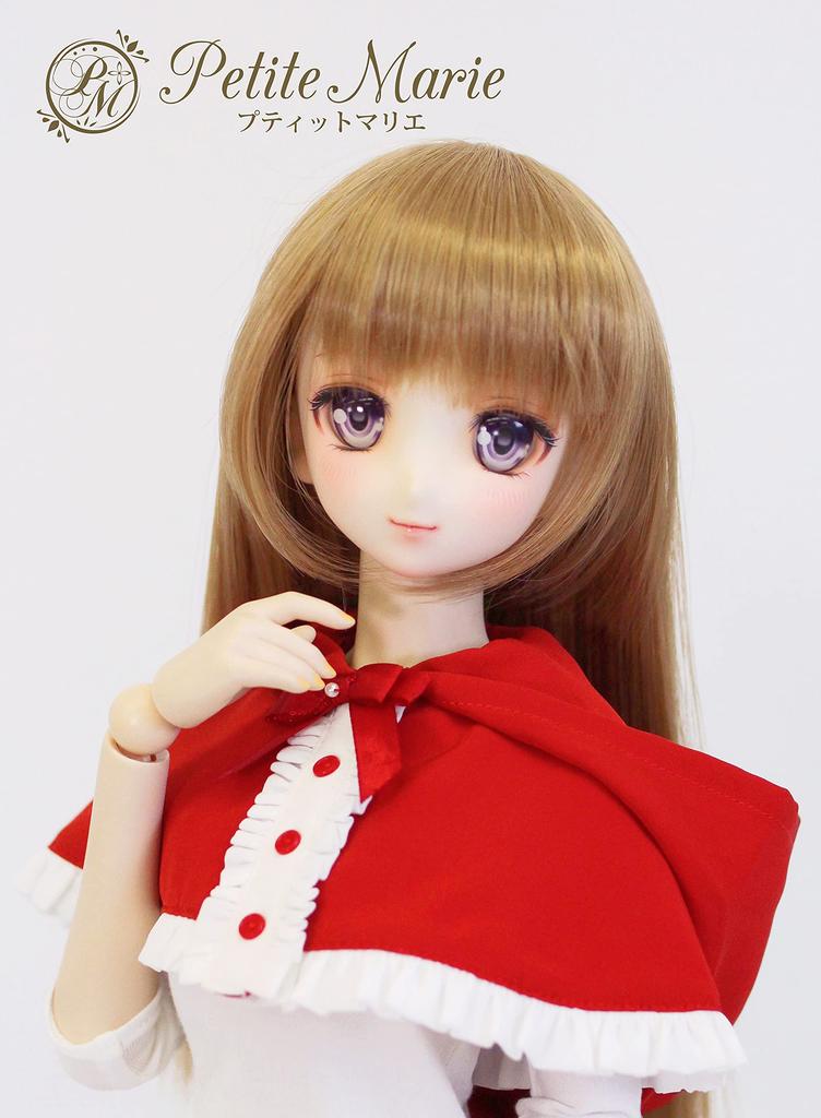 Urocze ubranka dla lalek BJD 60 cm 1/3 DD/SD kompatybilne ze skalą Petite Marie, peleryna z falbankami i kapturem, czerwone, [nr 0085]