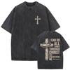 Vintage Washed Faith in God Christian Bible Verse Print T Shirts Men Womens Clothing Aesthetic Fashion Oversized Cotton Tshirt