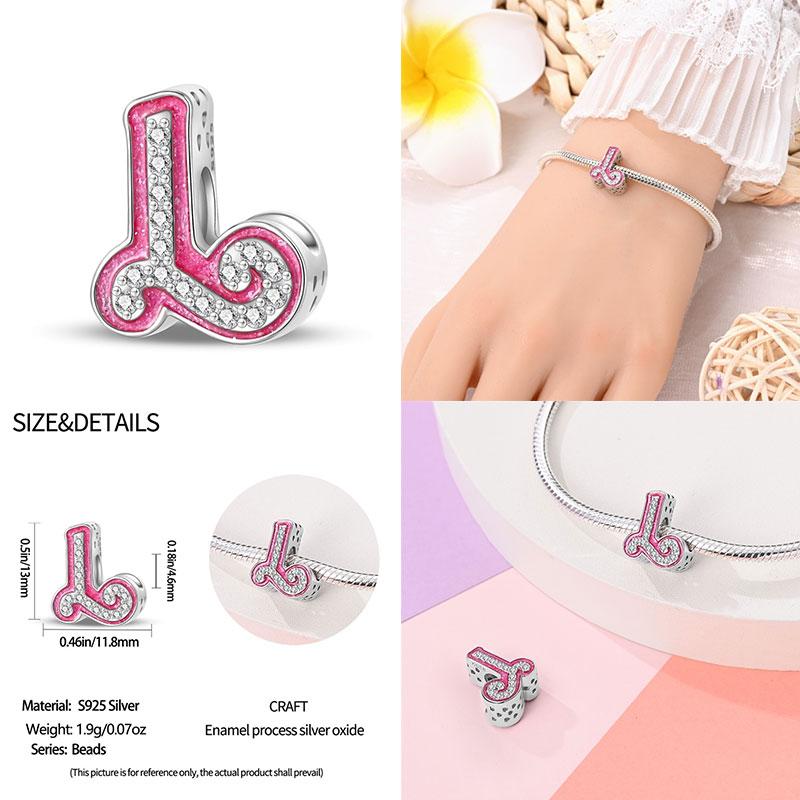 Authentic Pink Charm Bead Charms Bead Charms Copper 26 Letter Charm Bead Charms Compatible With Authentic Bracelets Do It Yourself Jewellery Making Wo