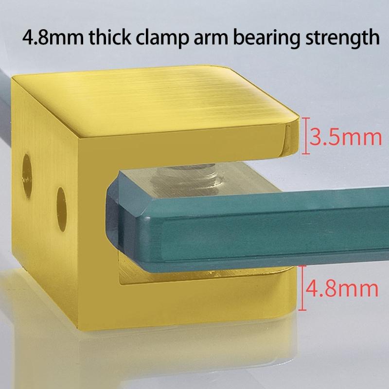 2pcs Adjustable Glass Shelf Clamps Sturdy Copper Holders For Wine Cabinet Shelves Secure Antislip Design