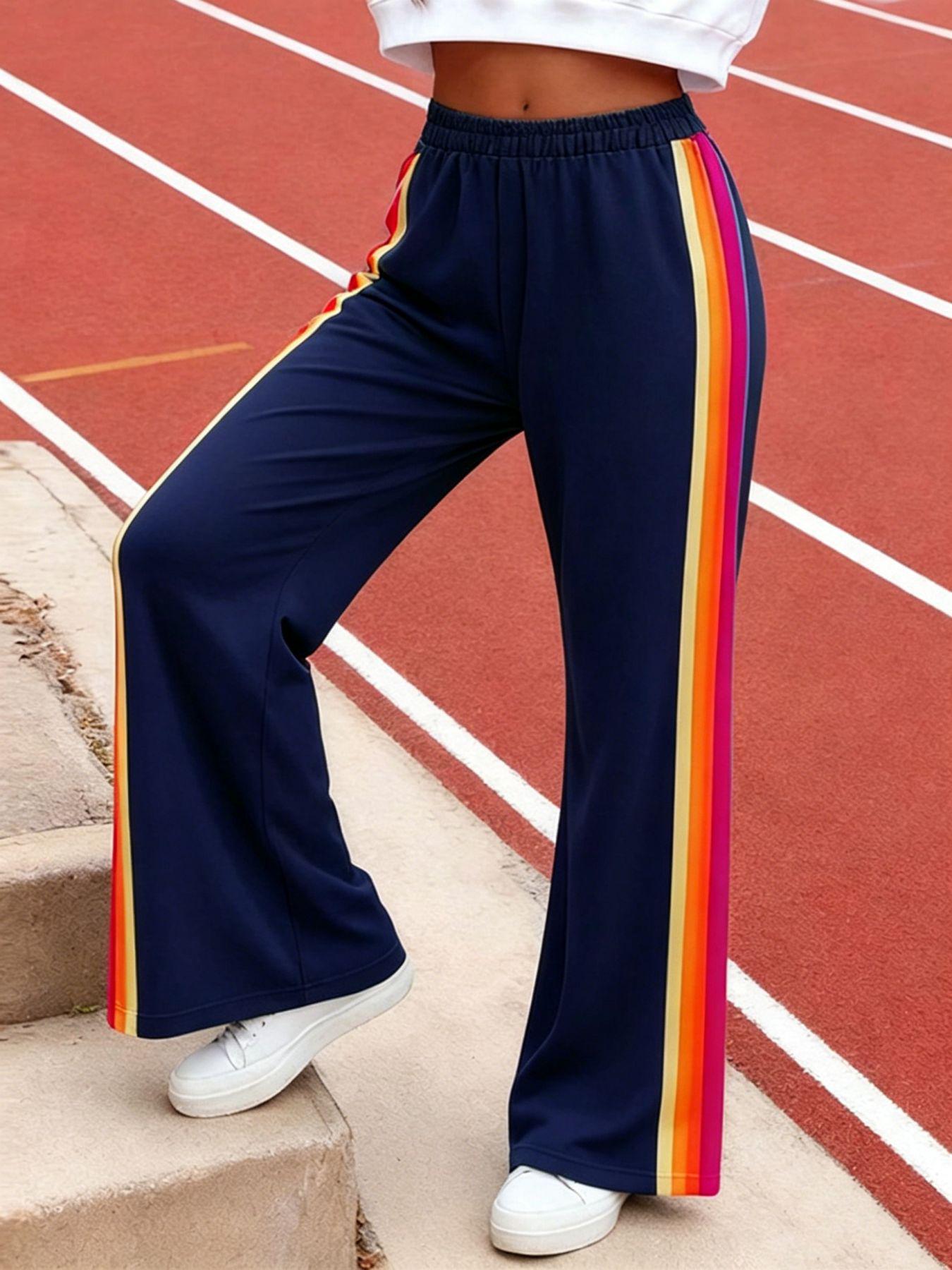 Europäische Lässige Color-Block-Hose für Damen 2025 brown