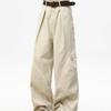 American retro washed overalls men's spring and autumn tide loose pleated versatile drape design straight casual pants
