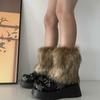 Womens Furry Party Costume Sexy Y2K Faux Furs Fuzzy Long Boots Shoes Cuffs Cover Leg Warmers/Boot Sleeves/Boot Covers