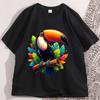 Toucan Bird Tropical Forest Graphic T Shirts Printed Loose Large Casual Comfortable Round Neck Short Sleeve Tshirt Top
