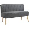 117cm Loveseat Sofa Upholstered Small 2 Seater Sofa with Thick Padded Seat and Rubber Wood Legs, Grey