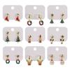 2 Pcs Christmas Tree Xmas Dangle Eardrop Christmas Elk Santa Claus Earrings  Gifts