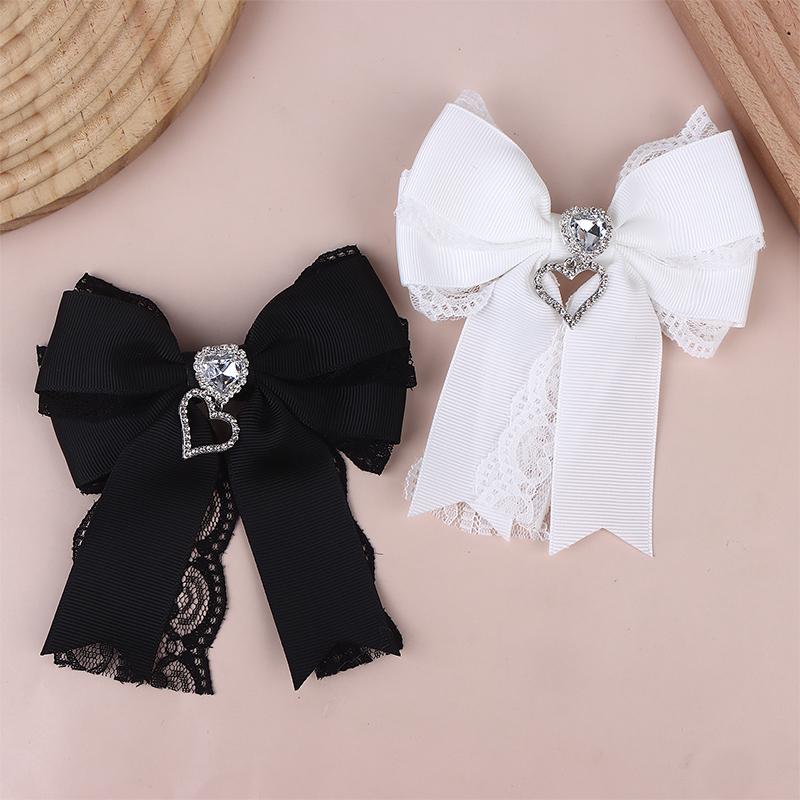 Women'S Lace Bow Tie Brooches Hairclip Heart Shape  Pendant Lolita Skirt Accessories Pin Clips Jewelry Gift