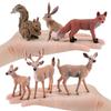 6 Simulated Forest Animals, Squirrel, Rabbit, White-Tailed Deer, Fox Model Static Ornament Toys