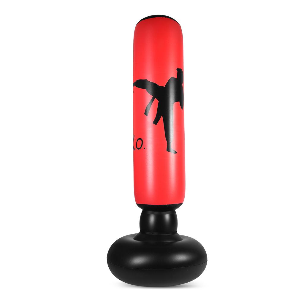 Inflatable Kids Punching Bag with Foot Pump and Gloves for Family Fun Indoor Outdoor Punch Bag for Kids Red and Black 1