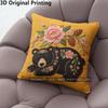 Floral Black Bear Embroidery Style Throw Pillow Covers Pattern Cushion Cover Suitable For Sofa Bedroom Car Pillow Cover