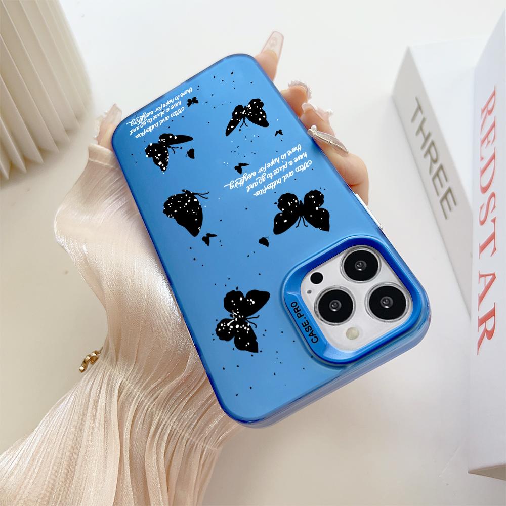 Fashion Colorful Sliver Double Sided Phone Shell Soft Edge Hard Case Full Cover Shockproof Phone Casing for iPhone Samsung Xiaomi Redmi Poco