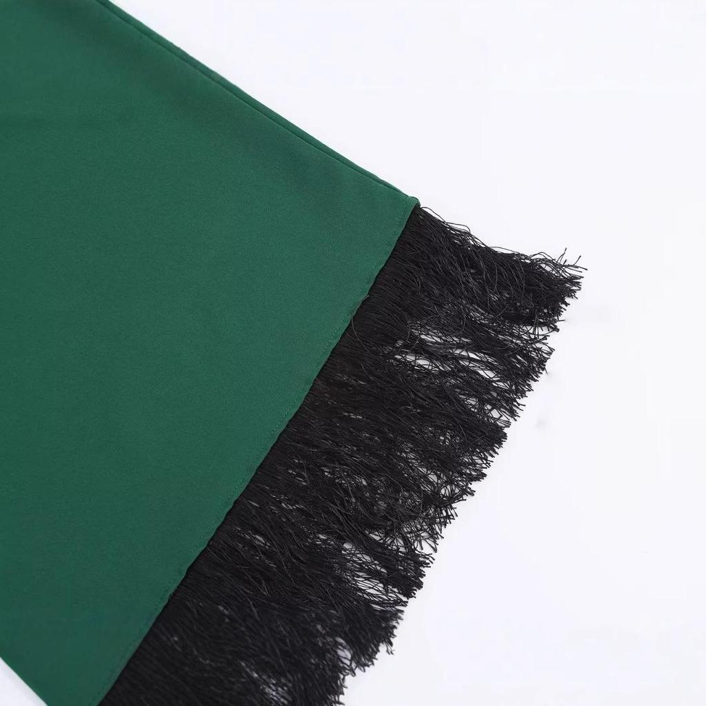 Spring 2025 Women's Fashion: Loose Batwing Sleeve Long Dress with Tassel Detail