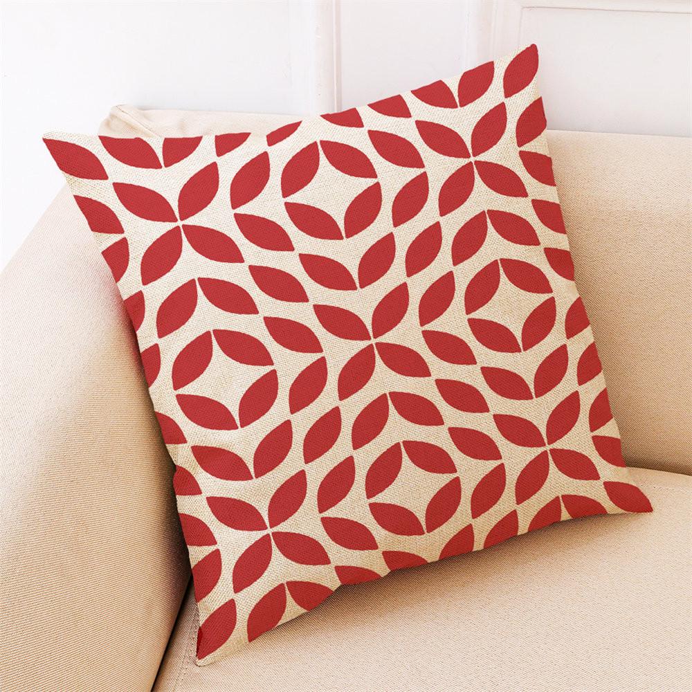 Home Decor Cushion Cover Red Geometric Throw Pillowcase Pillow Covers