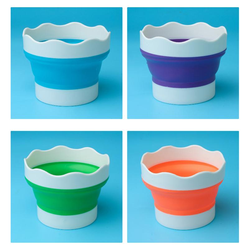 Silicone Folding Bucket For Manicure Washing Painting Brush Bucket Watercolor Drawing Bucket Tools Portable Pen Washing Cup
