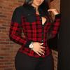 Women’s Spring Loose-Fit V-Neck Button-Up PU Leather Shirt
