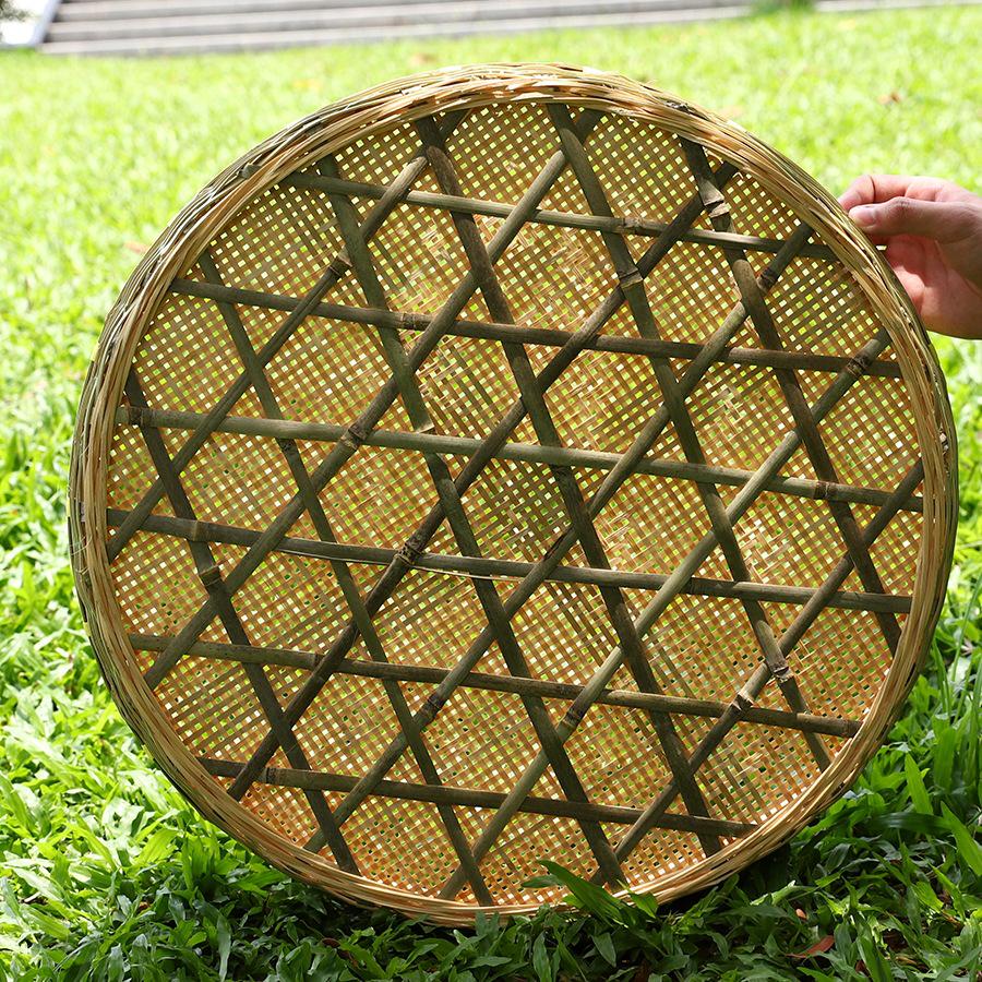 Large Round Bamboo Sieve: Decorative Winnowing Basket for Rice, Drying, and More