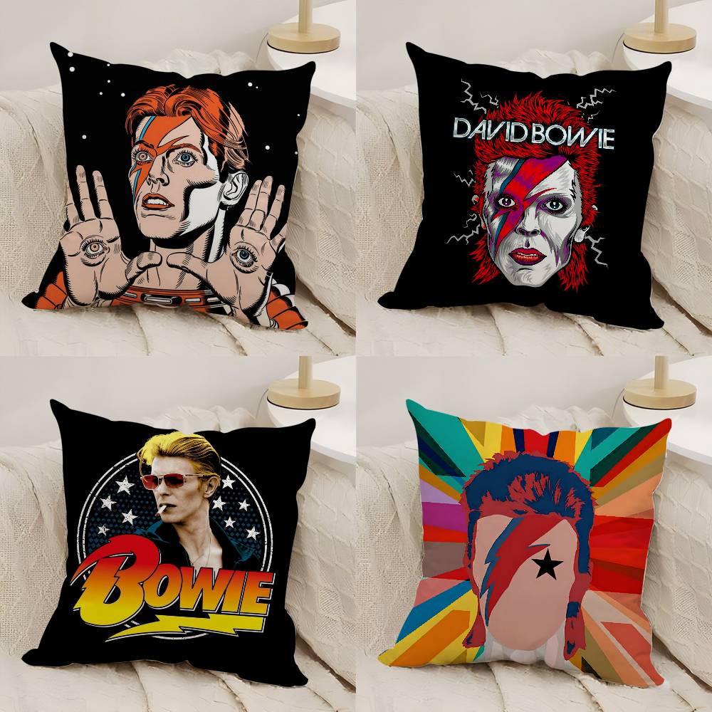 Housse de coussin David B-Bowie Maison Dortoir Dossier de Chaise Peluche Courte Impression Double Face Bureau Coussin de Sieste