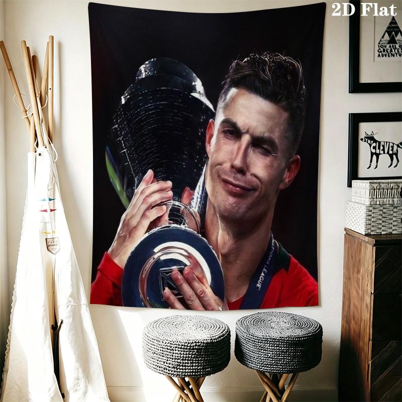 C Ronaldo Wall Tapestry Aesthetic Wall Hanging Printed Fabric Blanket Decorative Tapestries for Bedroom Living Room Home Decor