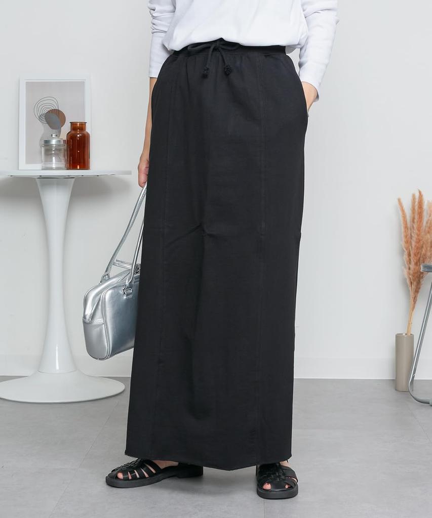 Jungle Jalopy Mini Fleece Maxi Skirt with Elastic Raw and Perfect for and Sizes WK-0585 Women's Semi-Tight Waist, Hem, Slit, Fall, Winter, Spring,