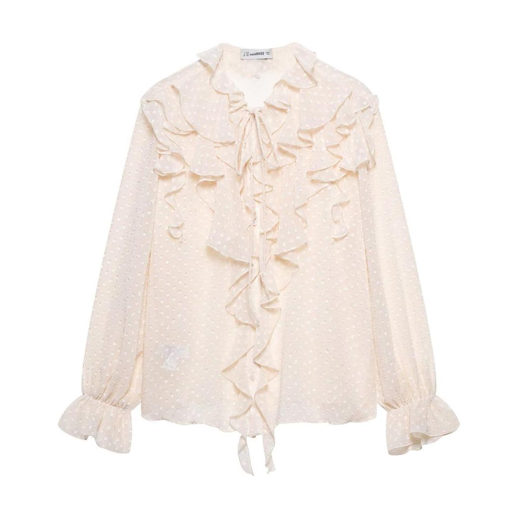 TAOP&ZA Summer Women's Elegant Ruffle Tie Layered Shirt Top