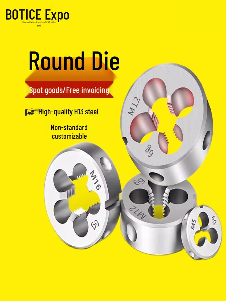 Round Die & Tap Set: Manual Threading, Coarse & Fine Threads, External Thread Wrench Tool. M2 Standard