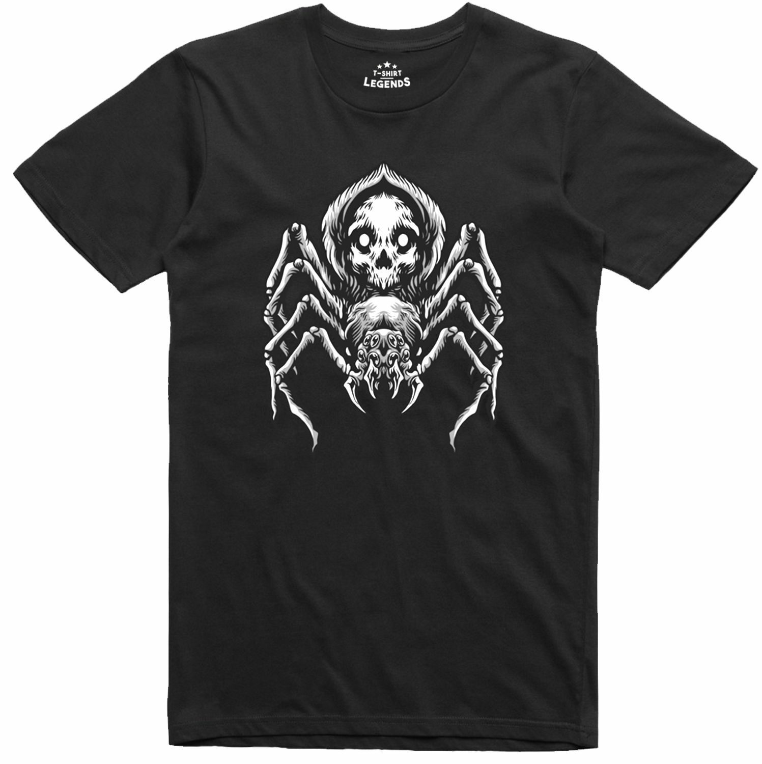 Mens Halloween Costume Spider Skull Horror Design Regular Fit T-Shirt- XL