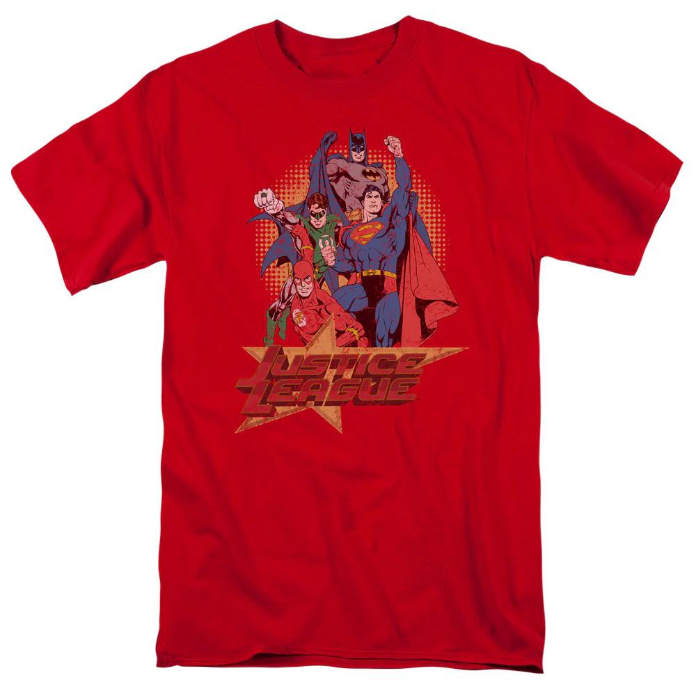 

Justice League Of America Raise Your Fist Mens T Shirt Red 4XL