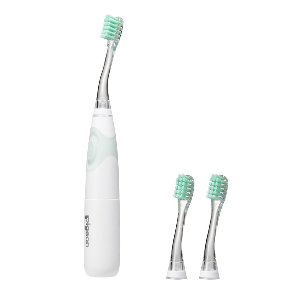 Pigeon Electric Toothbrush for Green ages 1 year and 6 months and Fits molars Finishing, (for up) - hard-to-clean