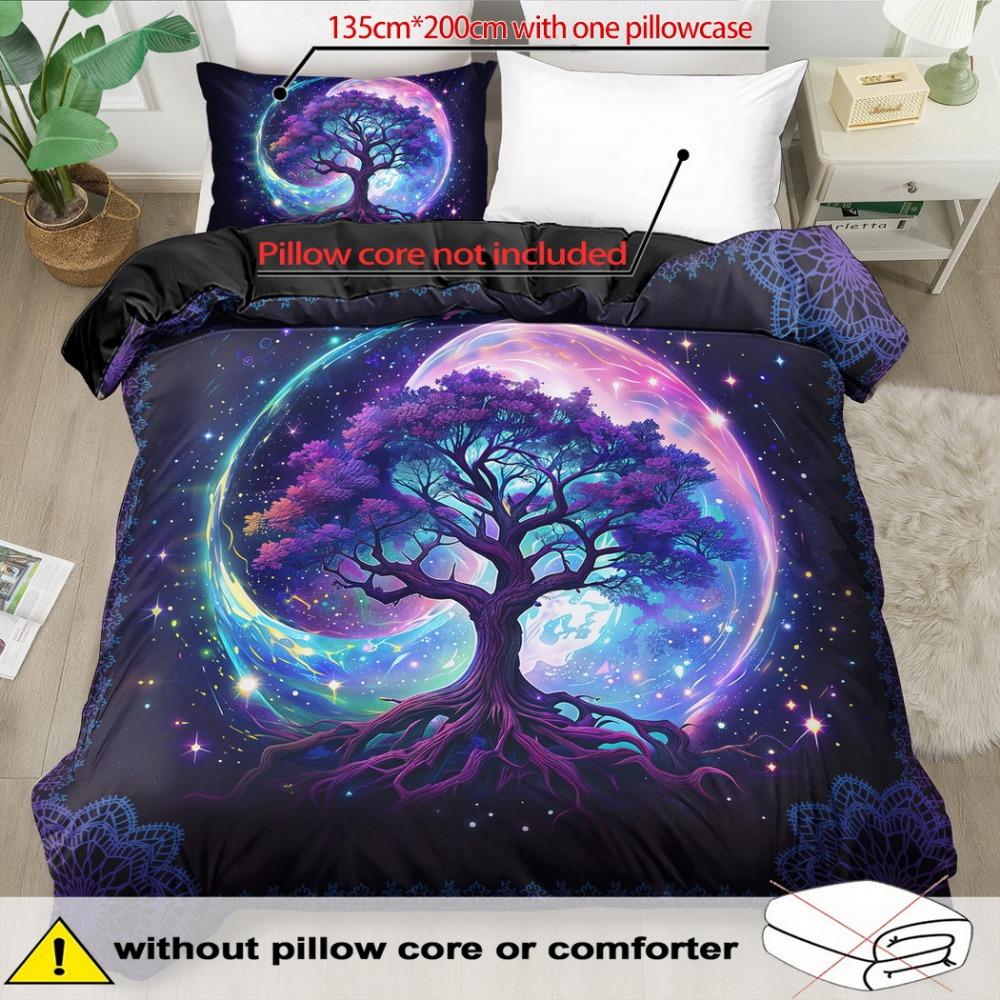 3pcs Blue Purple Bedding Set Celtic Tree of Life 3D Print Cozy Soft Duvet Cover King Queen Twin Size Birthday Gift Bedroom Decor