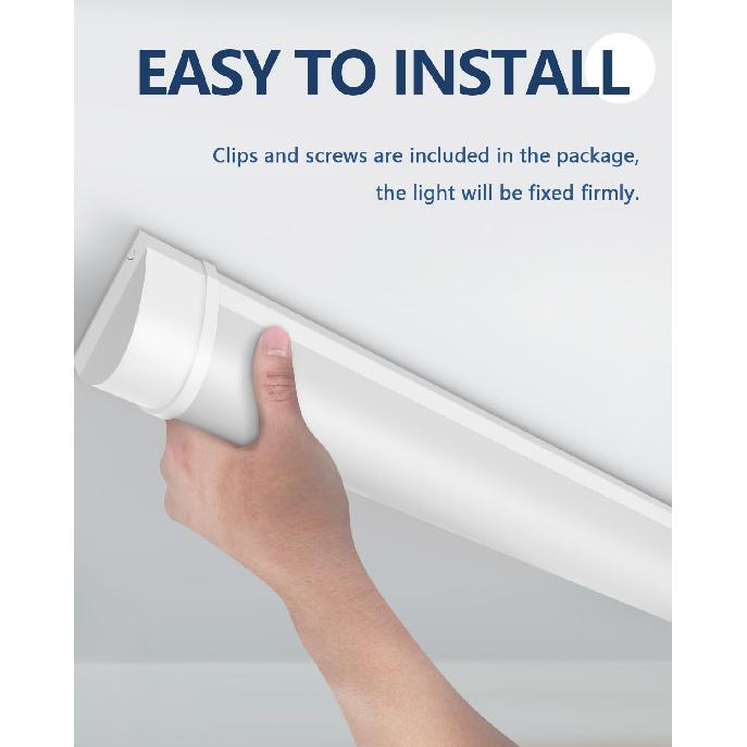 LED Ceiling Light Fixture, 2FT/3FT/4FT Waterproof Tube Light for Bathroom, Kitchen, Corridor, Garage, Warehouse, Basement, Vanity and Office