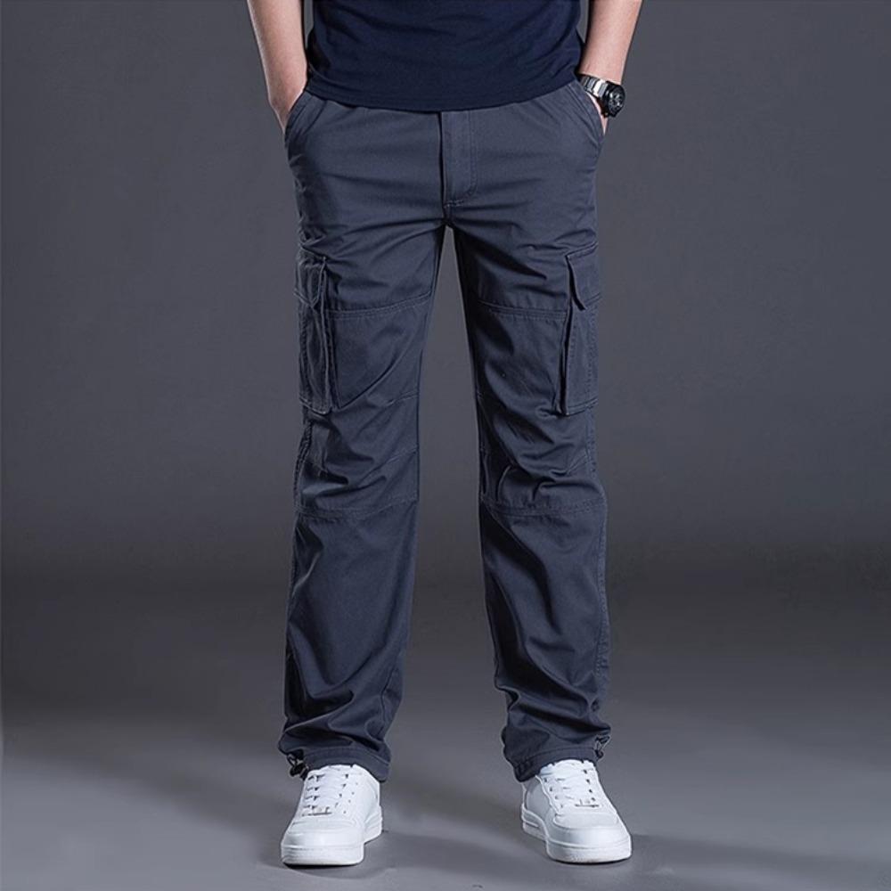 2025 Cotton Multi Flap Pockets Men's Straight Leg Cargo Pants Loose Casual Outdoor Pants Men's Work Pants for Hiking Tactical