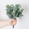 Artificial Eucalyptus Stems with White Flowers, Fake Greenery Branches for Home Wedding Floral Arrangement Decor