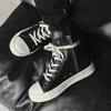 Sneaker Herrenschuh Lässig High Top Damen Sneaker Schwarz Stiefelette Mode Reißverschluss Dicke Sohle Canvas Flach Owen Street Schuhe