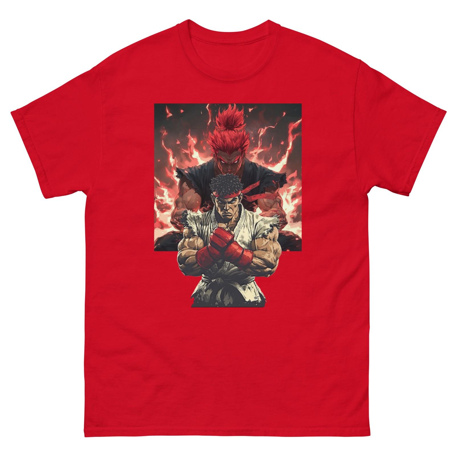 Unisex Gamer T-Shirt Mens Womens Tees Top, Akuma vs. Ryu Tee, Evil Hadou, Street Fighter Shirt 4XL