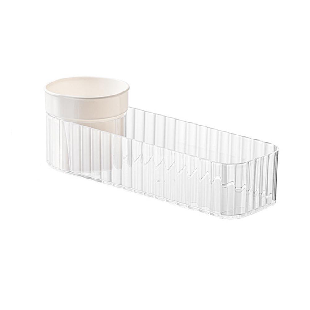 

Clear Bathroom Vanity Tray Rotatable Pen Holder Desktop Storage Box for Lipstick Makeup Brush Pen Clear